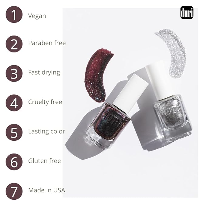 duri Nail Polish, 729 Aquarius, Warm winter red, Full Coverage, Glossy Finish, Quick Drying, Lasting, 0.45 Fl Oz