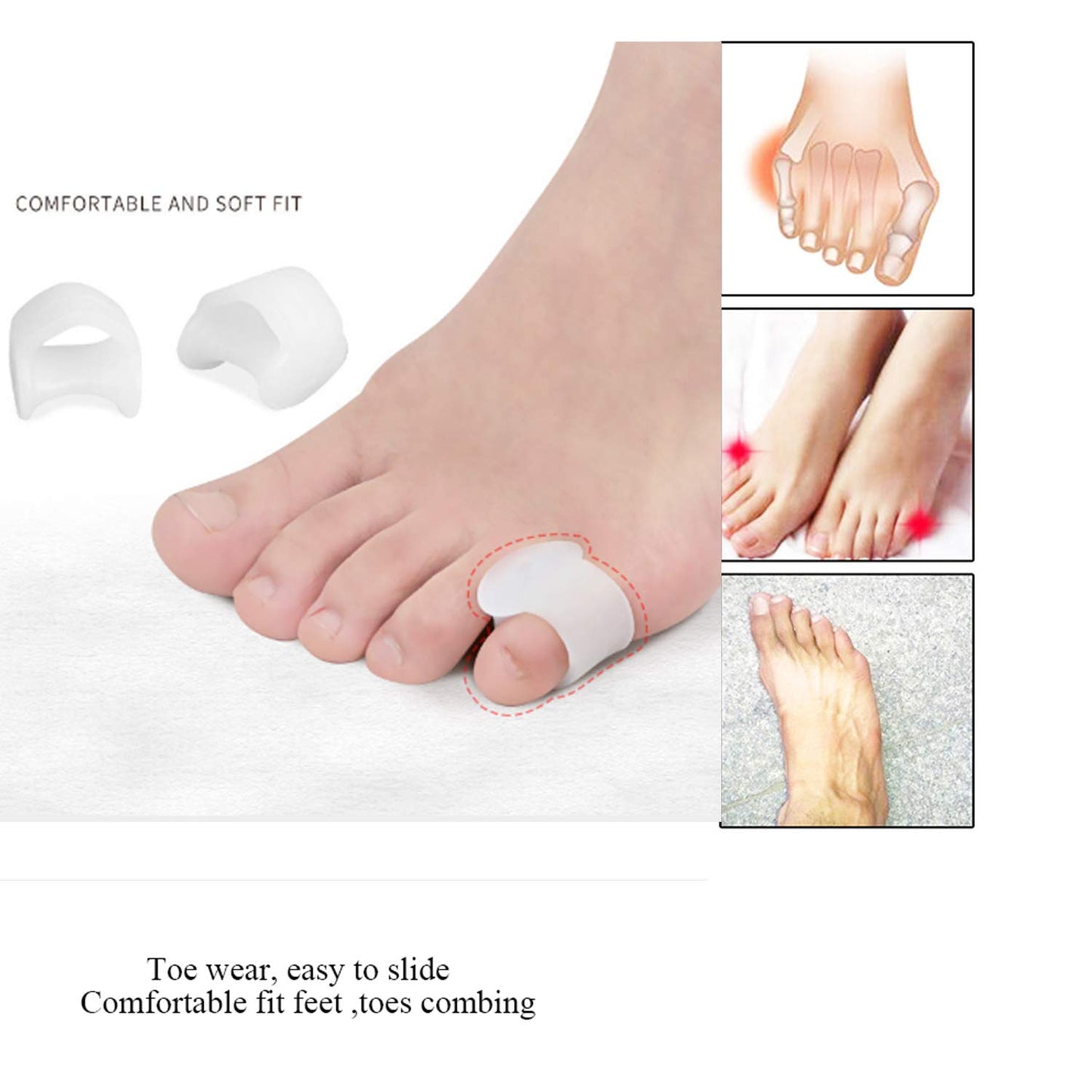 10 Pcs Pinky Toe Splint, Gel Toe Separators, Little Toe Straightener Hammer Toe for Men Women Walking, Running, Overlapping, Bunion Corrector and Bunion Relief