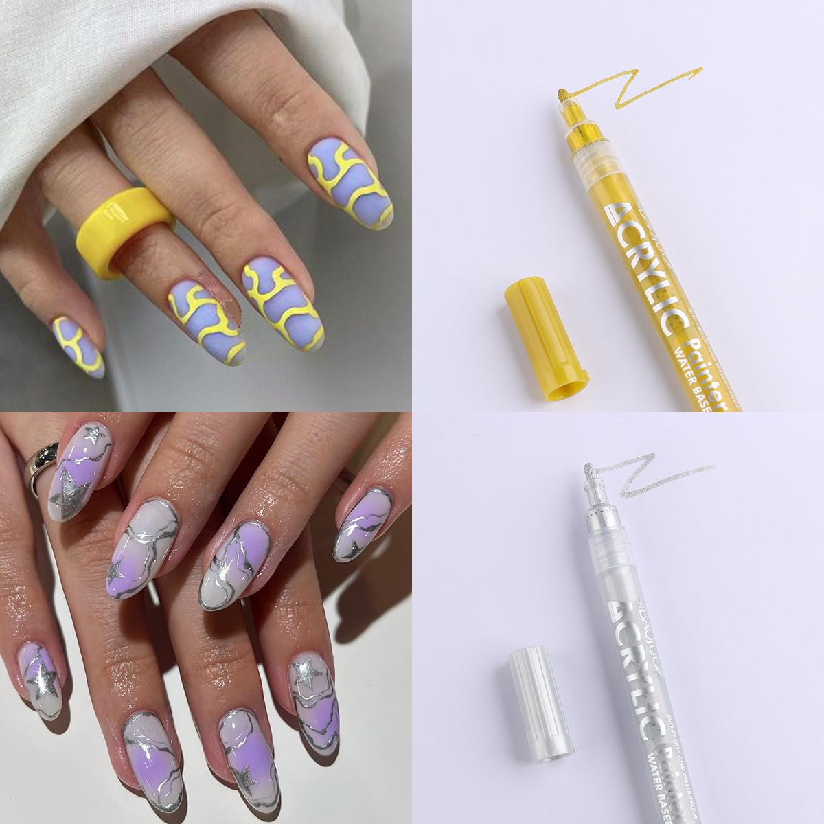 24 Colors Nail Polish Pen Set, Nail Art Pens for Painting, Black White Liner Gel Polish, Dotting French Tips Drawing Liner Brush Pen, Waterproof Acrylic Marker Pen, Nail Art Decoration Kit