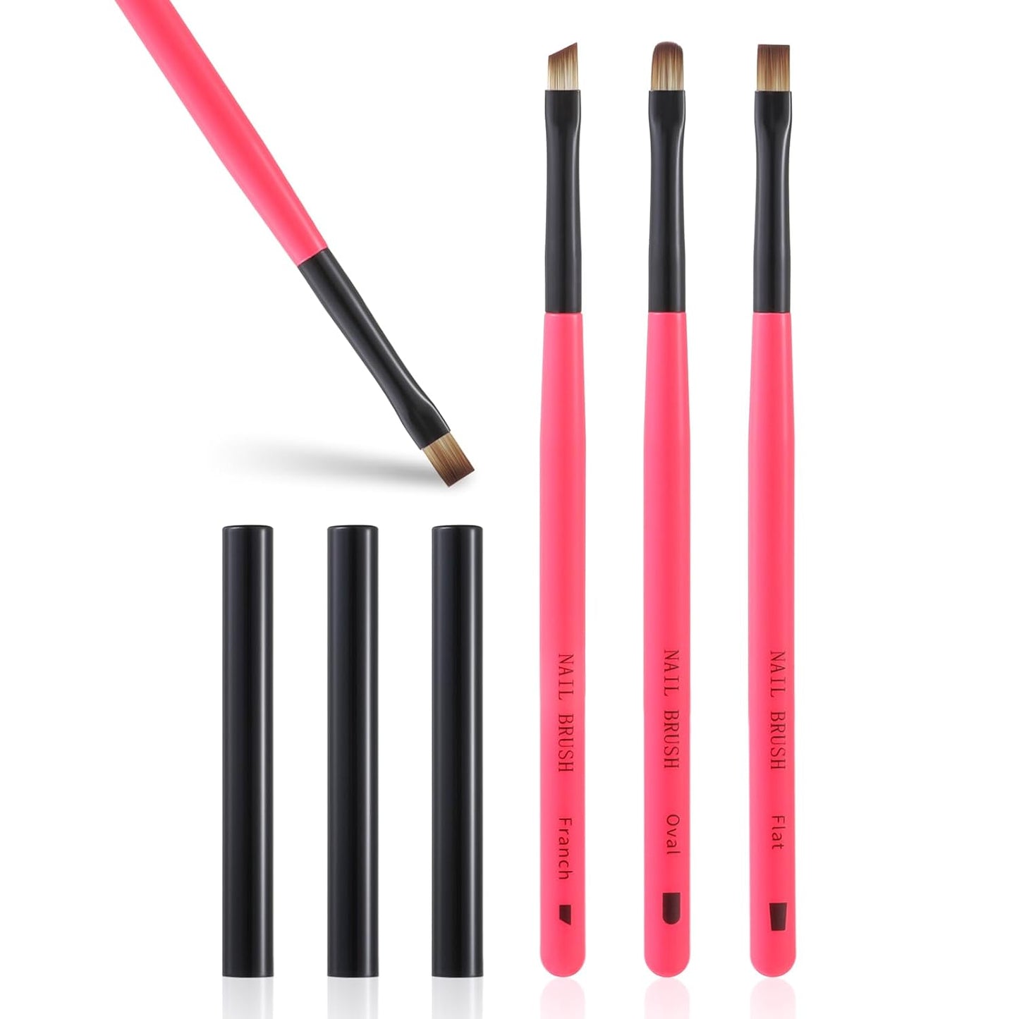 3PCS Nail Clean Up Brushes for OPI Nail Polish Remover, Brushes for Cleaning Polish Mistakes on the Cuticles, Acetone Resistant Nail Brushes for Nail Art and Designs（BB Pink ）