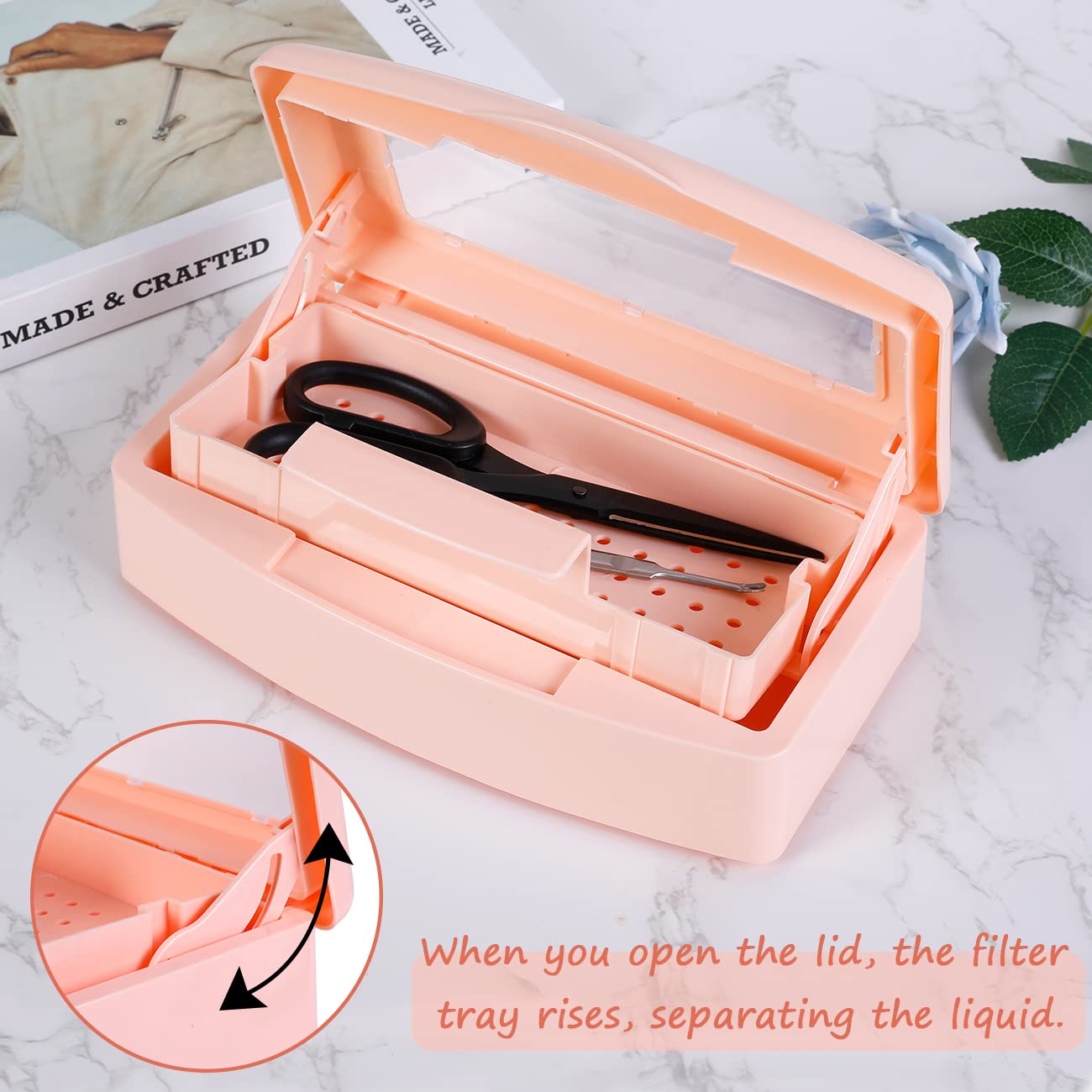 Gusnilo Sterilizer Box Nail Tool Barbicide Disinfectant Jar Plastic Disinfectant Container Suitable for Nail Tools Hair Salons Beauty Centers and Manicure and Nail Equipment(Orange)