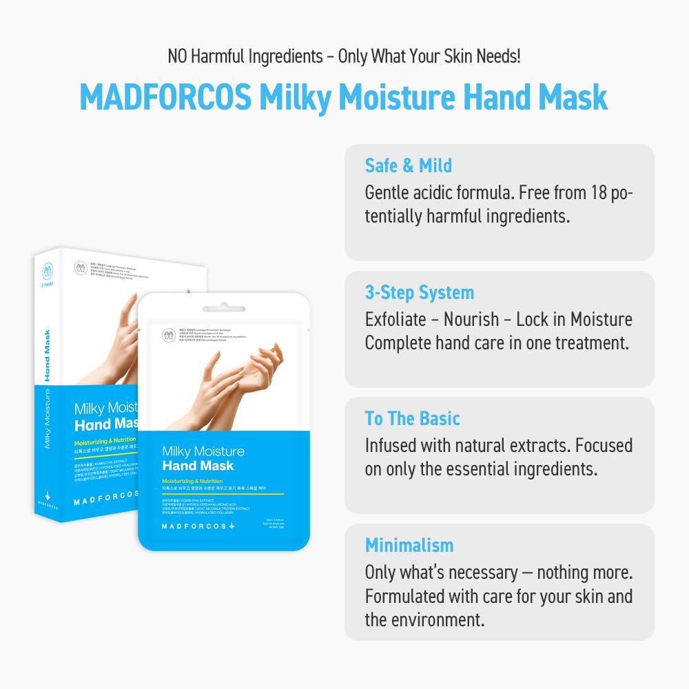 Milky Moisture Hand Mask – Hydrating Gloves for Dry Hands | 5 or 10 Pairs (5 Pair (Pack of 1)) (10 Pair (Pack of 1))