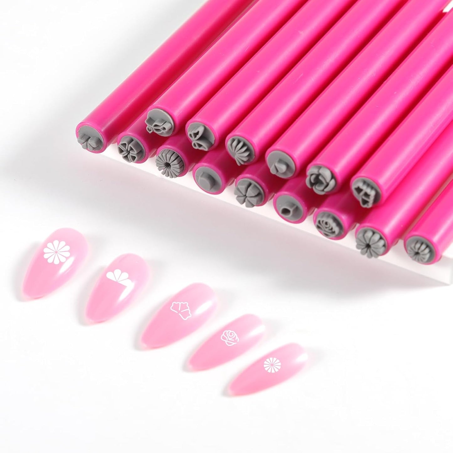 WOKOTO 15pcs Flower Heart Butterfly Nail Art Stamp Pen Set, Easy Designs Nail Stamper Tools For Women Multiple Pattern Nail Stamping Pens, Nail Design Stamp Ideal For Home DIY Stamper Nails Kit
