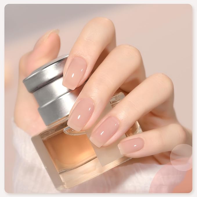 GAOY Milky Pink Jelly Nude Gel Nail Polish Set, 6 Transparent Colors Sheer White Soak Off UV Light Cure Gel Polish Kit for Salon and Nail Art DIY at Home