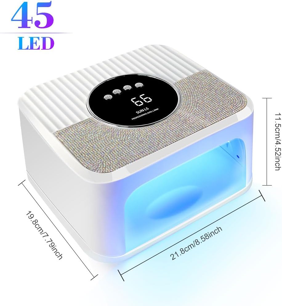 LimeGirl UV LED Nail Lamp Kit for Gel Polish Professional Fast Curing White Dryer Light Set with Protection Gloves Cordless Rechargeable Nail Art Cure Machine for Manicure Pedicure at Home and Salon