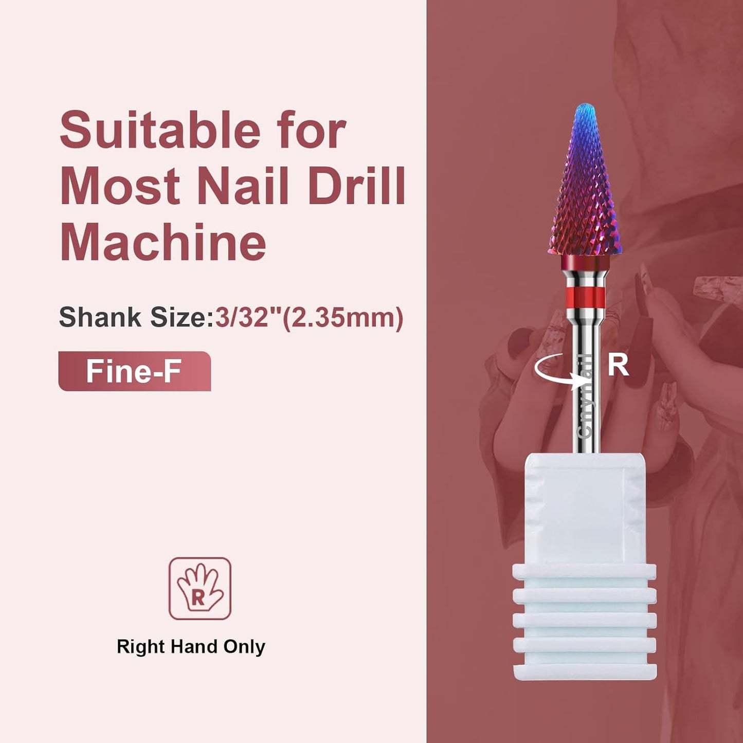 3/32" 2PCS Clean Umberllas Bits Fine Grit Carbide Cuticle Cleaner Bit for Electric Nail Drills – Professional Manicure Tool for Nail Salons and Home Use (F Grit. Purple)