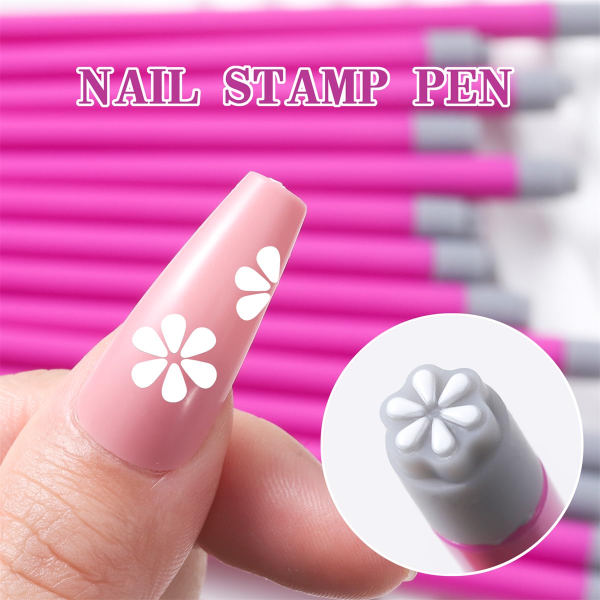 Nail Art Stamping Pen Set – Floral Nail Design Tools for Women and Girl, DIY Nail Doodles Kit – for Party and Homes Manicures – Available in 4, 6, 10, or 15 Pens (15 Pcs nail pen)