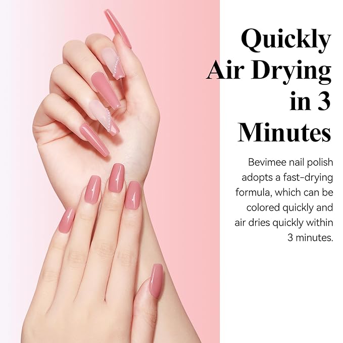 Quick Dry Nail Polish 12ML, Sheer Pink Regular Color Nail Polish Water Based Holographic High Coverage Nail Lacquer Natural Nail Art No Required UV LED Air Fast Drying