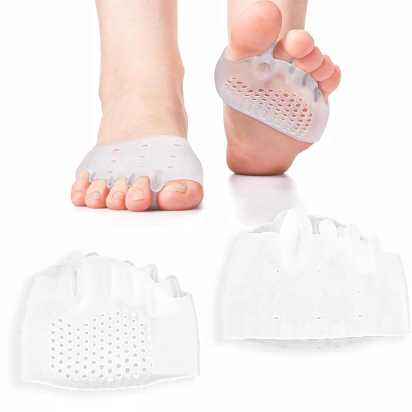 2PCS Silicone Toe Separators – Soft High Elasticity Toe Spacers for Women with Breathable Holes, Foot Support Correct Comfort Corrector Tool for Overlapping Toes
