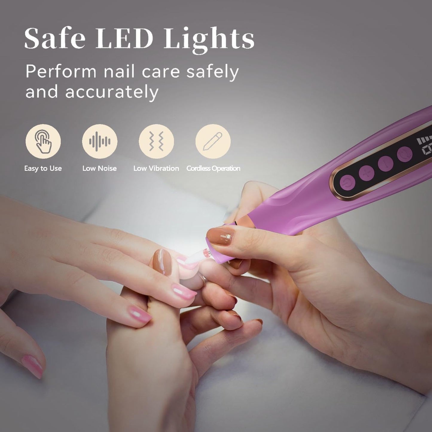 Professional Manicure Pedicure Kit Cordless Electric Nail File Set 6 Speed Cordless Nail Drill for Thick Nail Toenail Cuticle Hand Foot Care Nail Drill Tool(Purple)