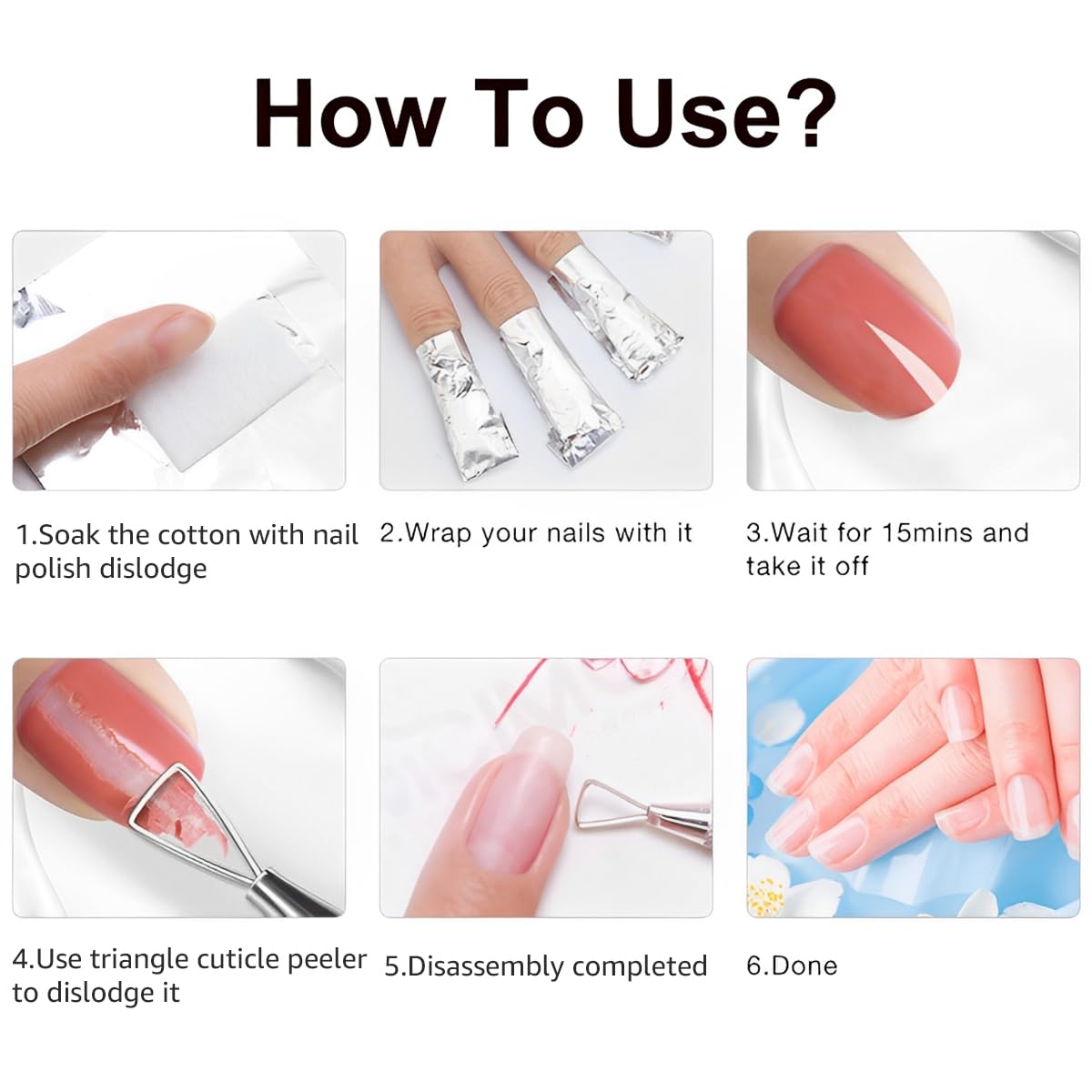 Nail Polish Remover Wraps, Aluminium Nail Foil Wraps, Nail Art Soak off Gel Polish Remover with Pre-Attached Lint-Free Cotton Pads for Removing Nail Polish (1000 PCS)