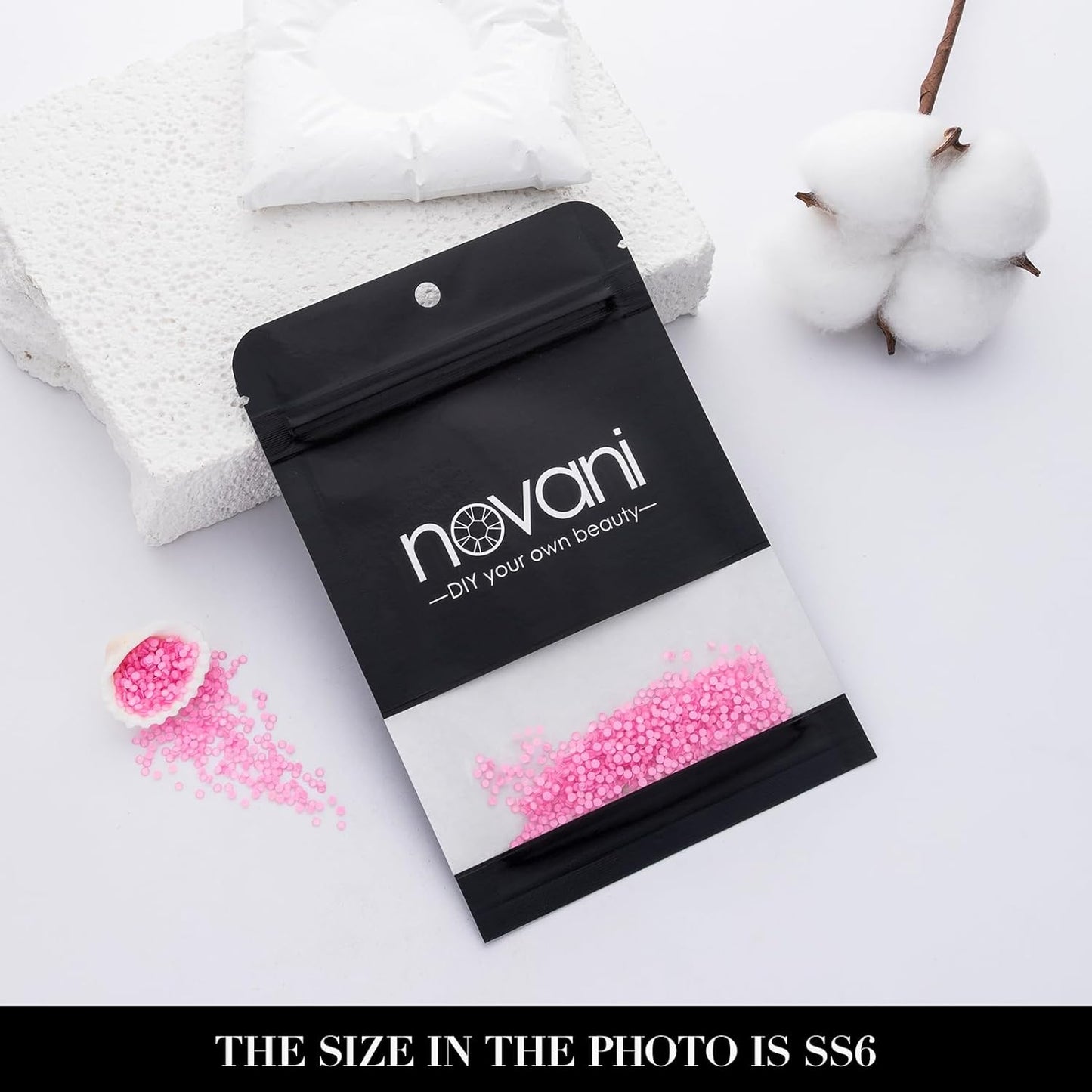 Novani 3000 Pieces Flatback Rhinestones Glass Round Gems Mocha Rose Crystals for Nail Art DIY Crafts Clothes Shoes,SS6,1.9-2.0mm