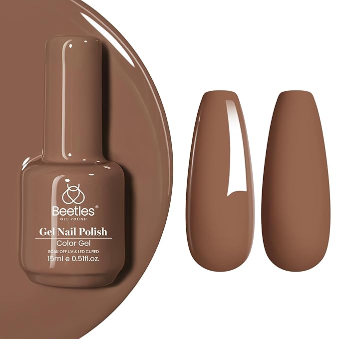 Beetles Brown Gel Nail Polish, 1Pcs 15ml Brown Fall Color Gel Polish Soak Off Nail Art Manicure Salon DIY Uv Lamp Nail Design Decoration at Home