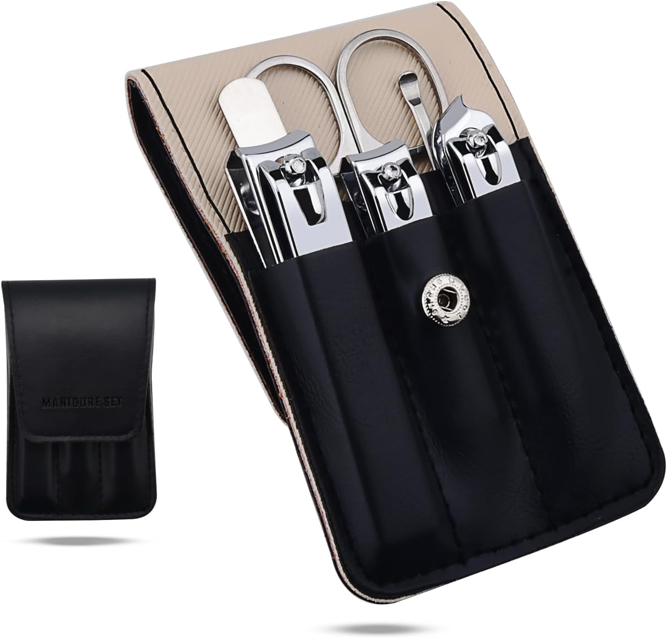 Nail Clippers Set, 6 Pcs Toenail Clippers Stainless Steel Fingernail Clippers Manicure Set with Leather Case, Idea Gift for Men Women Mom Dad Christmas Birthday, Black