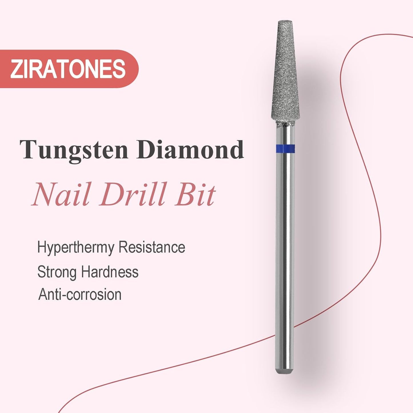 Diamond Safety Nail Drill Bits Round Top Tapered Electric Nail Drill File Cuticle Cleaner Tool for Acrylic Nails Rotary Nail Drill Machine Manicure Pedicure Polishing (Medium)