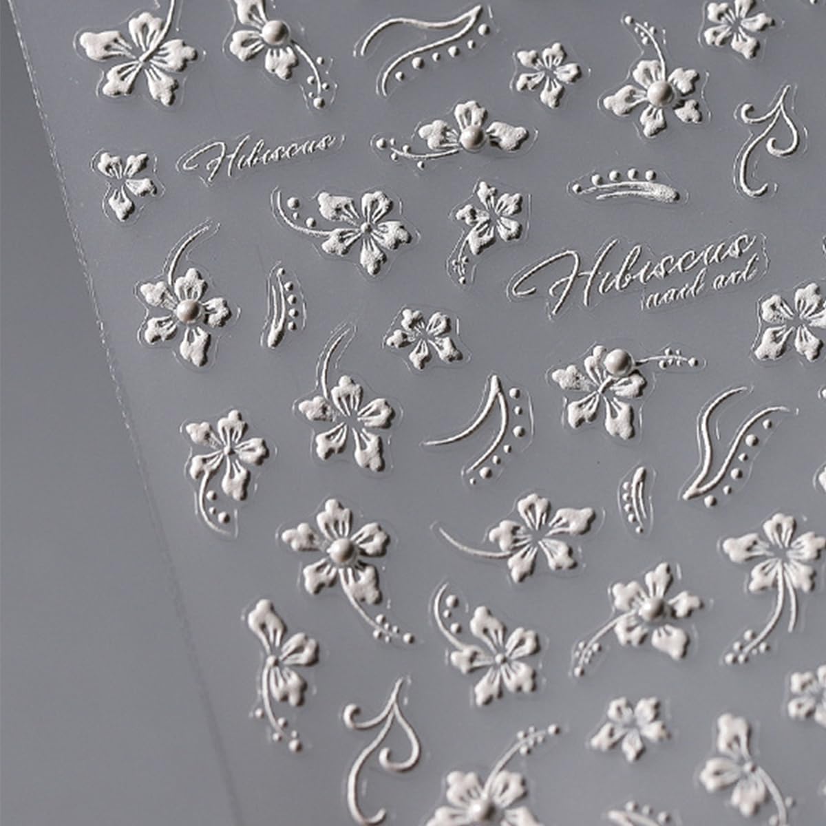 White Flower Nail Art Stickers Decals 5D Embossed Nail Decals Self Adhesive Diamond Flower Nails Stickers Spring Flower Nails Transfer Decals Floral Nails Supplies for Women Nail Art Decorations