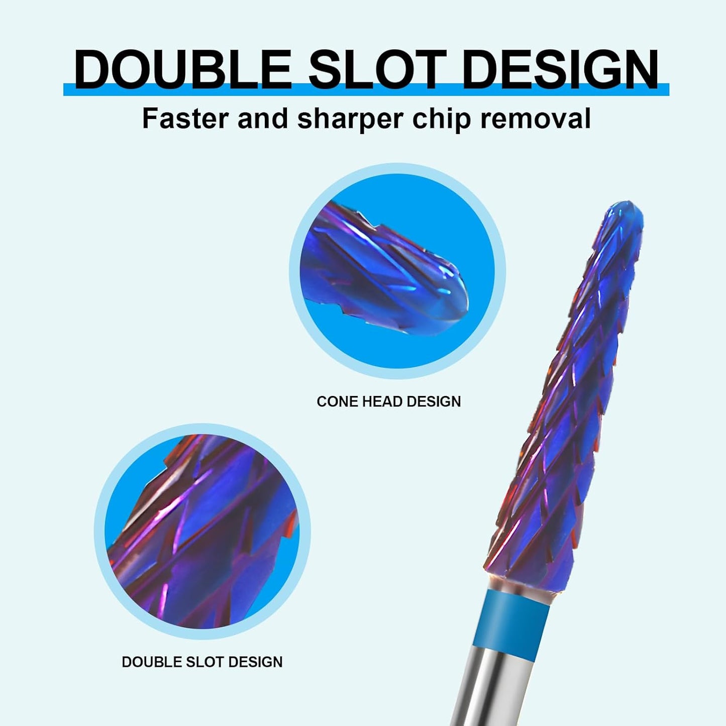 3/32" Small Cone Clean Medium Grit Carbide Cuticle Cleaner Bit for Electric Nail Drills – Professional Manicure Tool for Nail Salons and Home Use (M Grit. Purple)