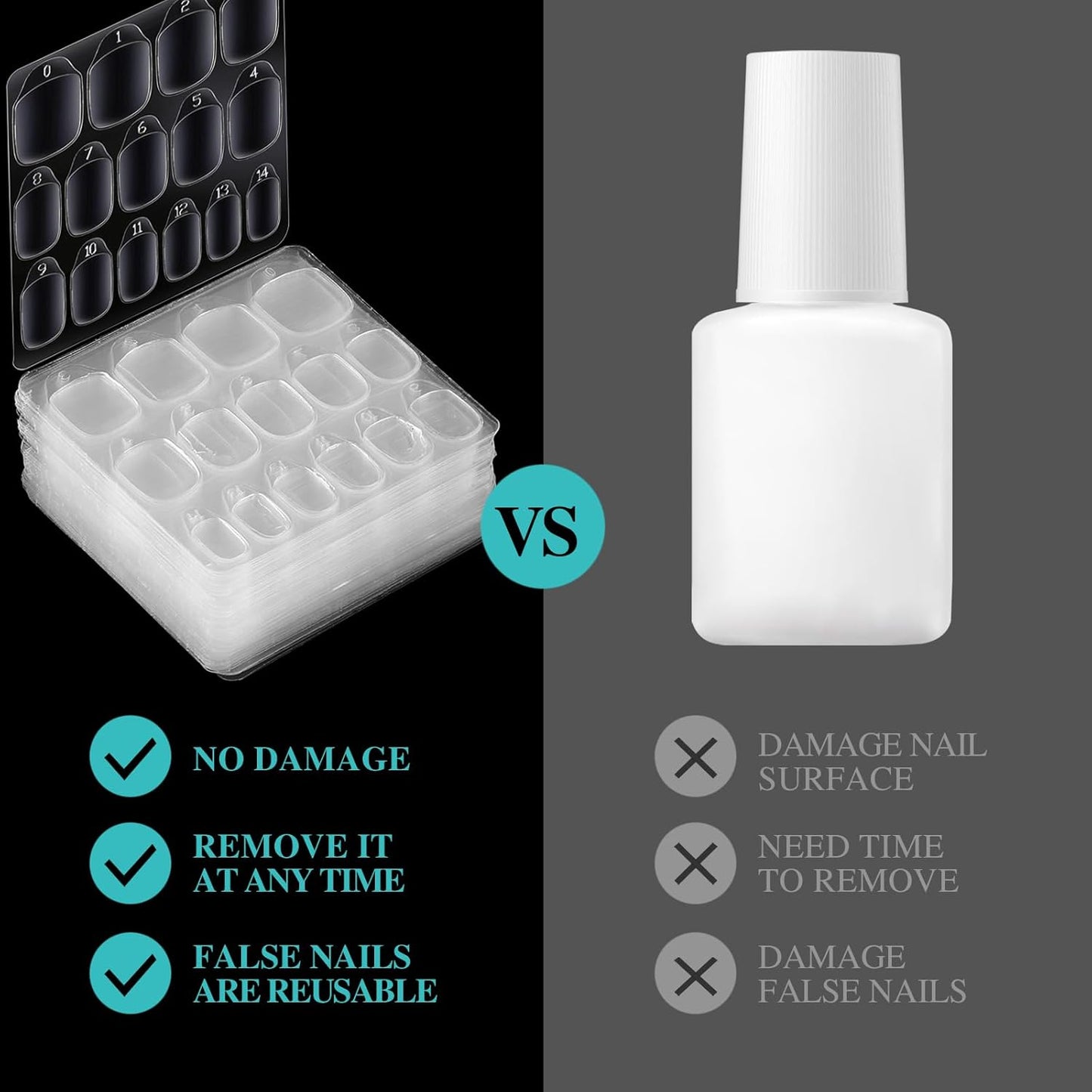 Teenitor 1500pcs Press on Nail Adhesive Tabs, 15 Sizes of Nail Stickers for Press on, Press on Nails Glue Stickers Press on Nail Sticky Tabs, 100 Sheets