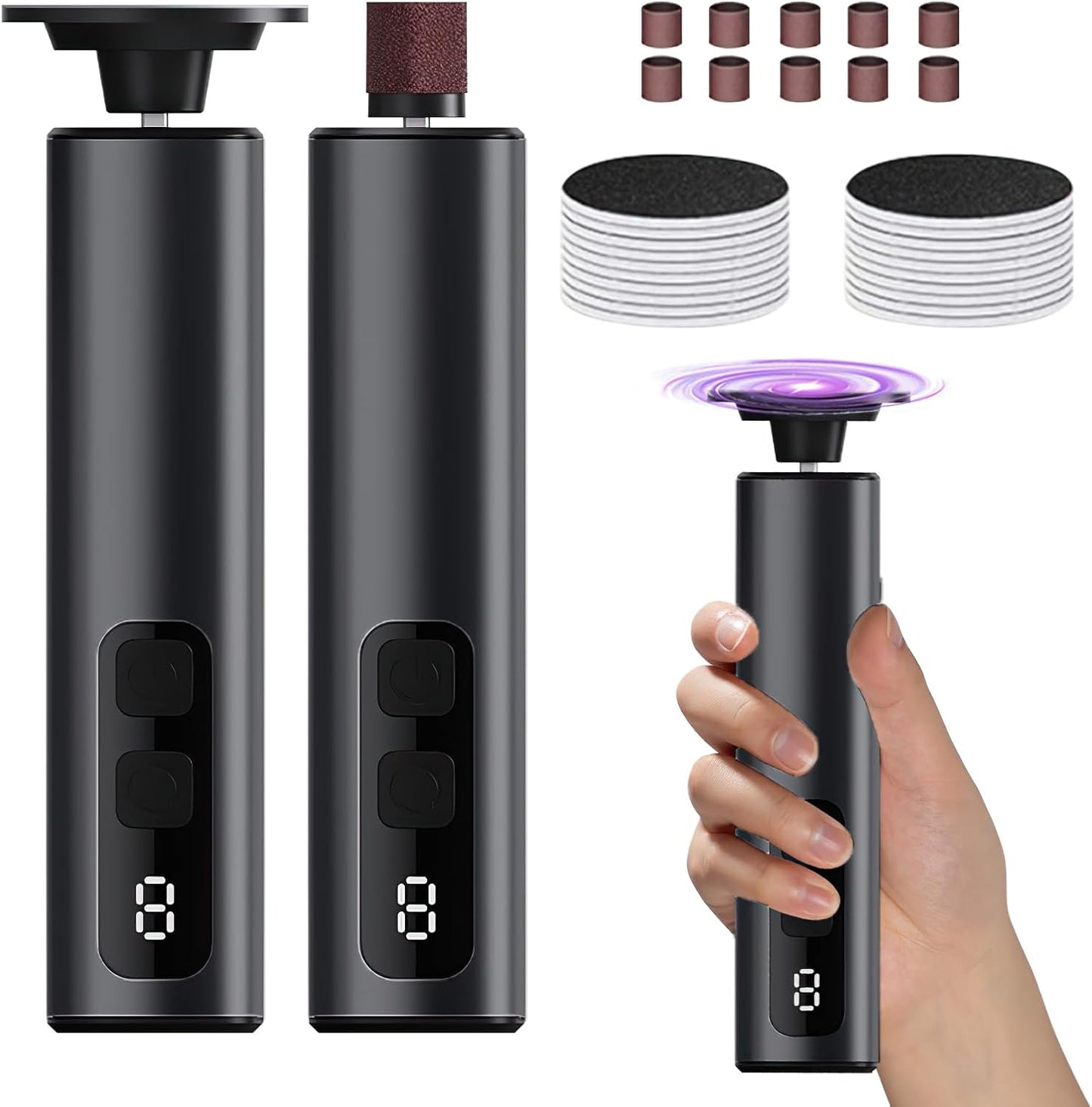 Electric Callus Remover for Feet, 9 Speed Rechargeable Pedicure Tools for Feet, Callous Remover Tool for Remove Cracked Heels and Feet Scrubber Dead Skin, Replaceable Sandpaper Discs, Battery Display