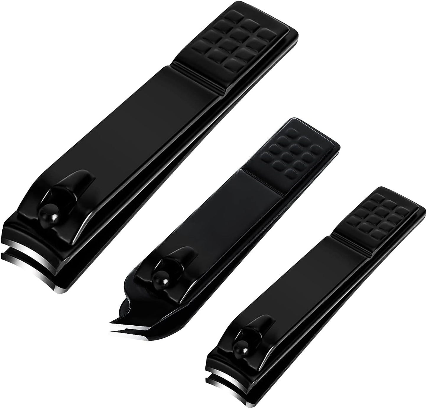 Nail Clippers Set, Sharp Stainless Steel Fingernail and Toenail Clippers, Nail Clippers for Thick Nails or Ingrown Nails, Perfect 3 PCS Black Nail Cutter for Men and Women.