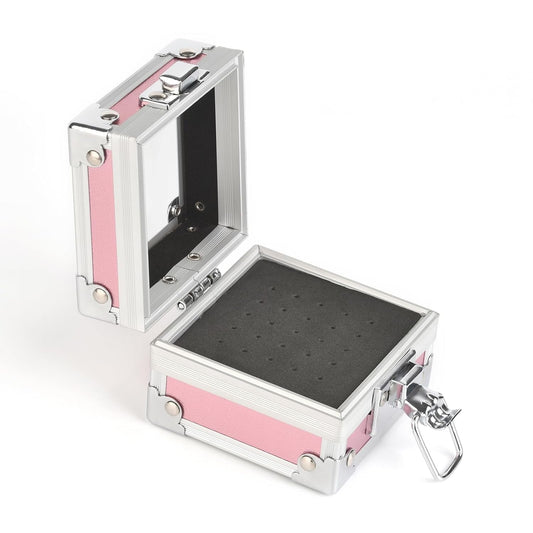 Professional 25 Holes Nail Drill Bits Box Container Nail Drill Grinding Bit Holder Nail Polish Head Storage Box Nail Tools Organizers Container Display Storage Box Manicure Tool (Pink)