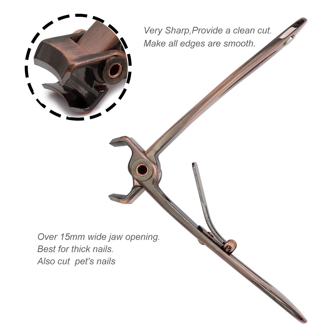 SZQHT Ultra Wide Jaw Opening Toenail Clippers Nail Clippers for Thick Nails Cutter for Ingrown Manicure Set,Pedicure Kit,Men & Women (Bronze)