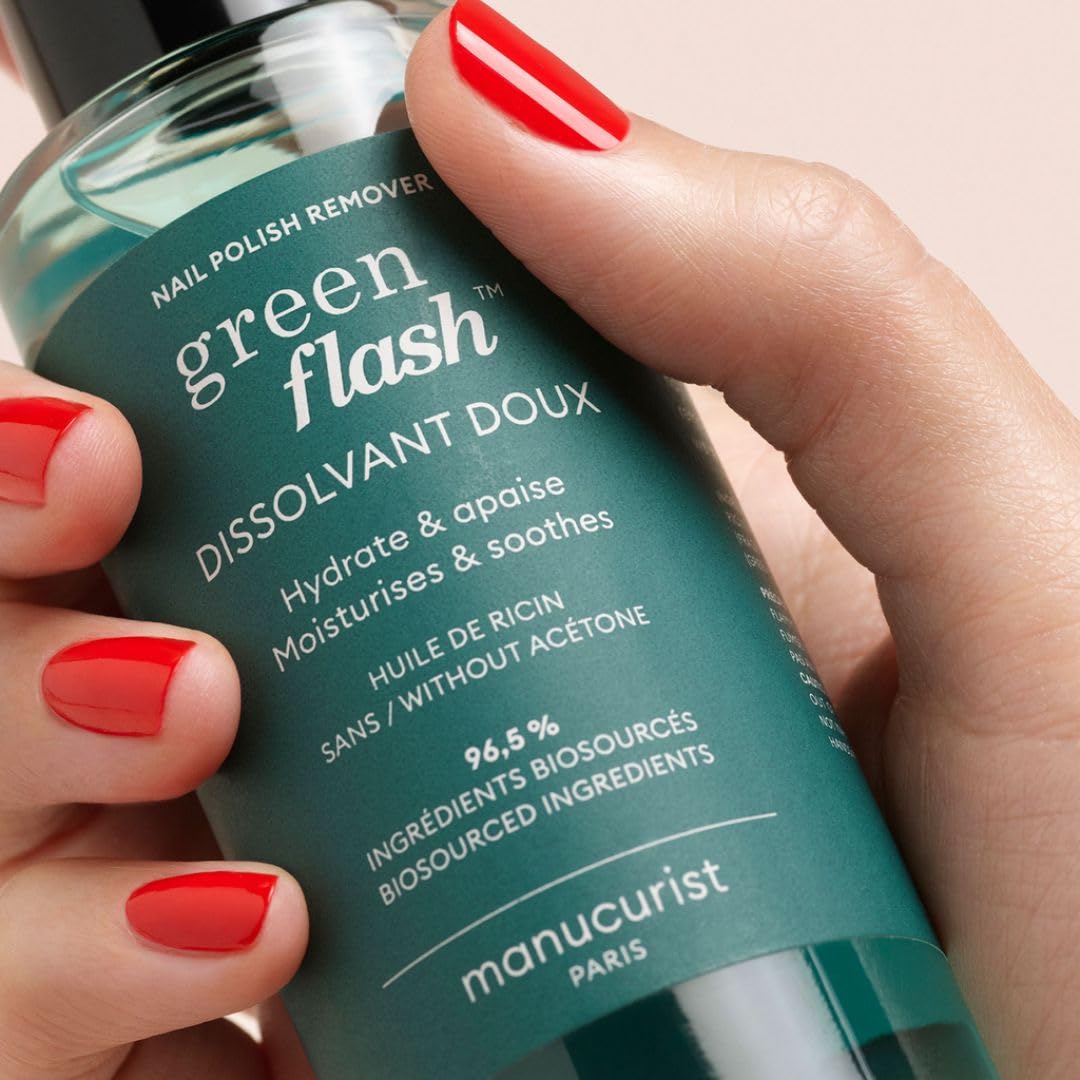 Manucurist - Green Flash Gel Nail Polish Remover - Effective Plant-Based - Acetone-Free - Floral Scent - 3.38 fl oz