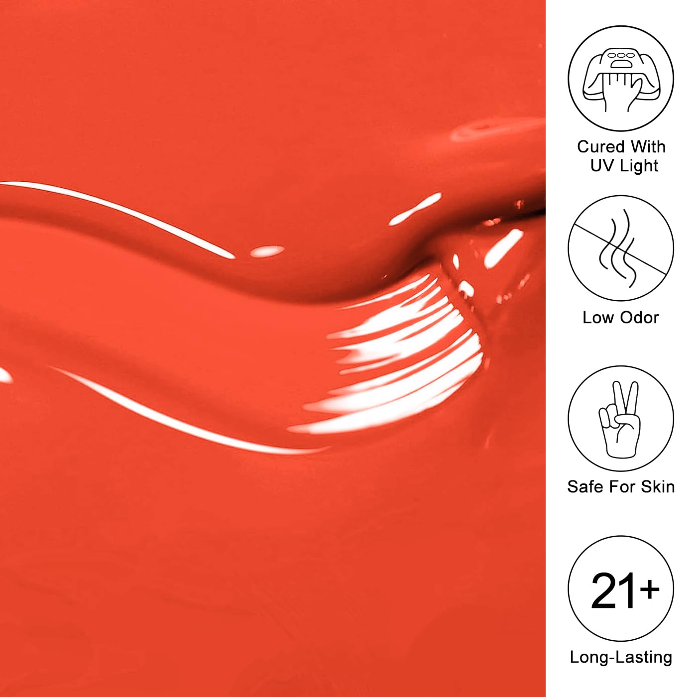 Imtiti Orange Gel Nail Polish, Orange Gel Polish High Gloss Soak Off UV LED Spring Summer Art Manicure Salon DIY Design 10ML