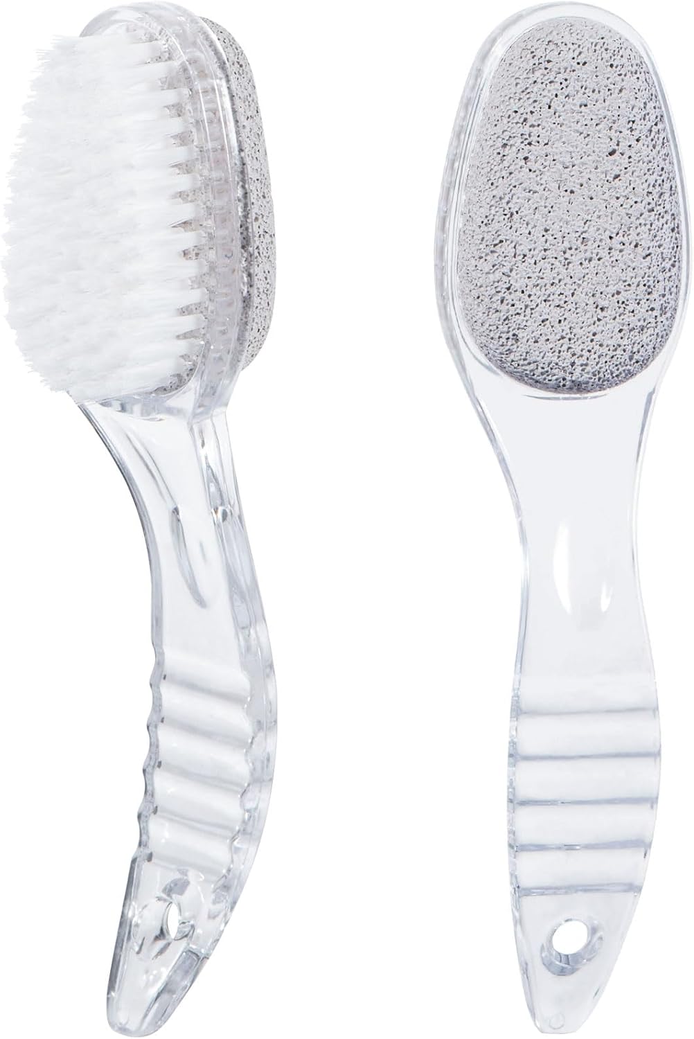 2 Pcs Foot Pumice Stone Brush Calluses Remover, Ooloveminso Large Foot Scrubber Foot File with Handle 2 in 1 Suitable for Horniness Foot Spa, Foot Care Smooth Skin (Transparent)