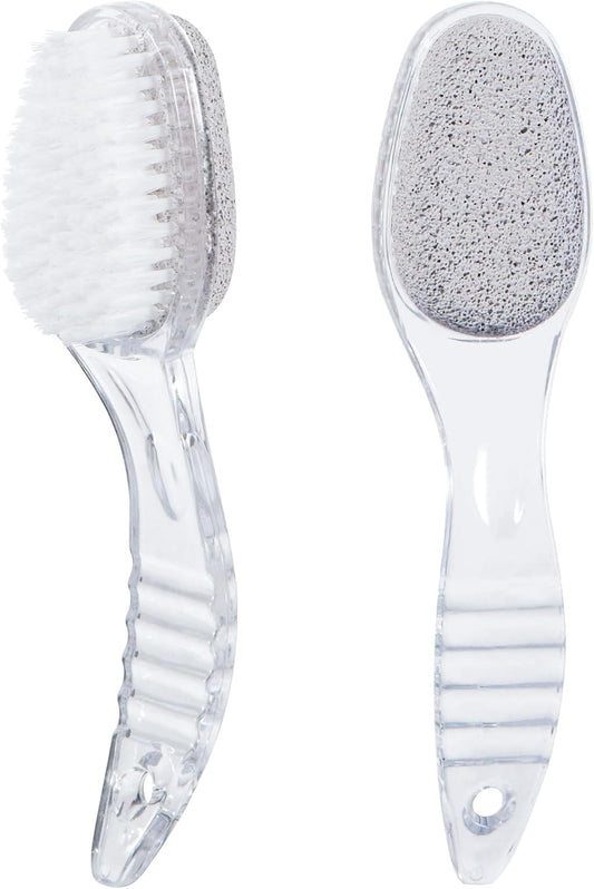 2 Pcs Foot Pumice Stone Brush Calluses Remover, Ooloveminso Large Foot Scrubber Foot File with Handle 2 in 1 Suitable for Horniness Foot Spa, Foot Care Smooth Skin (Transparent)