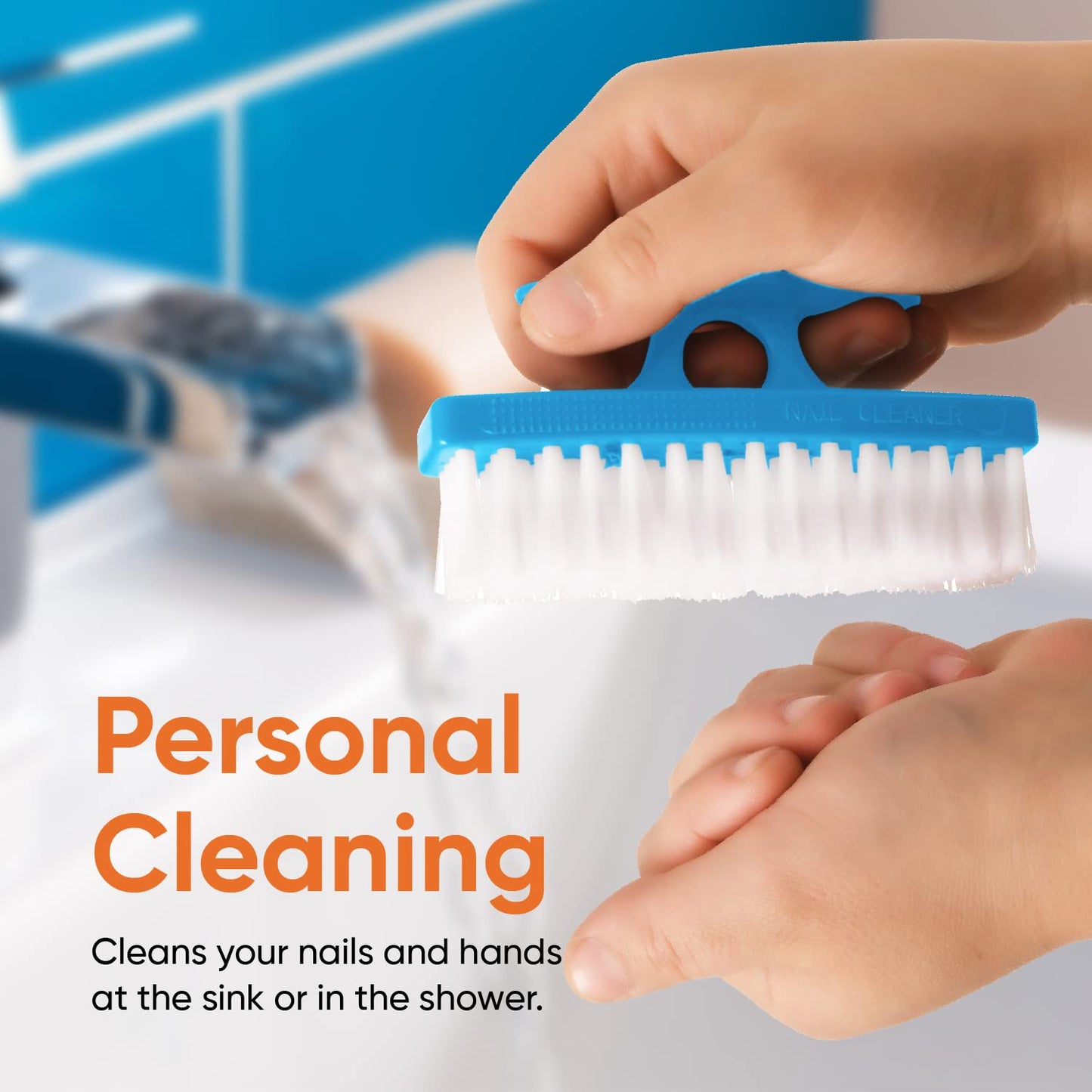 Nail Brush for Cleaning Fingernails, Nail Scrubber Brush, Toe Foot Hands Fingernail Brush Cleaner- Small Scrub Brush- All-Purpose Stiff Cleaning Brush (3 Pack, Blue)