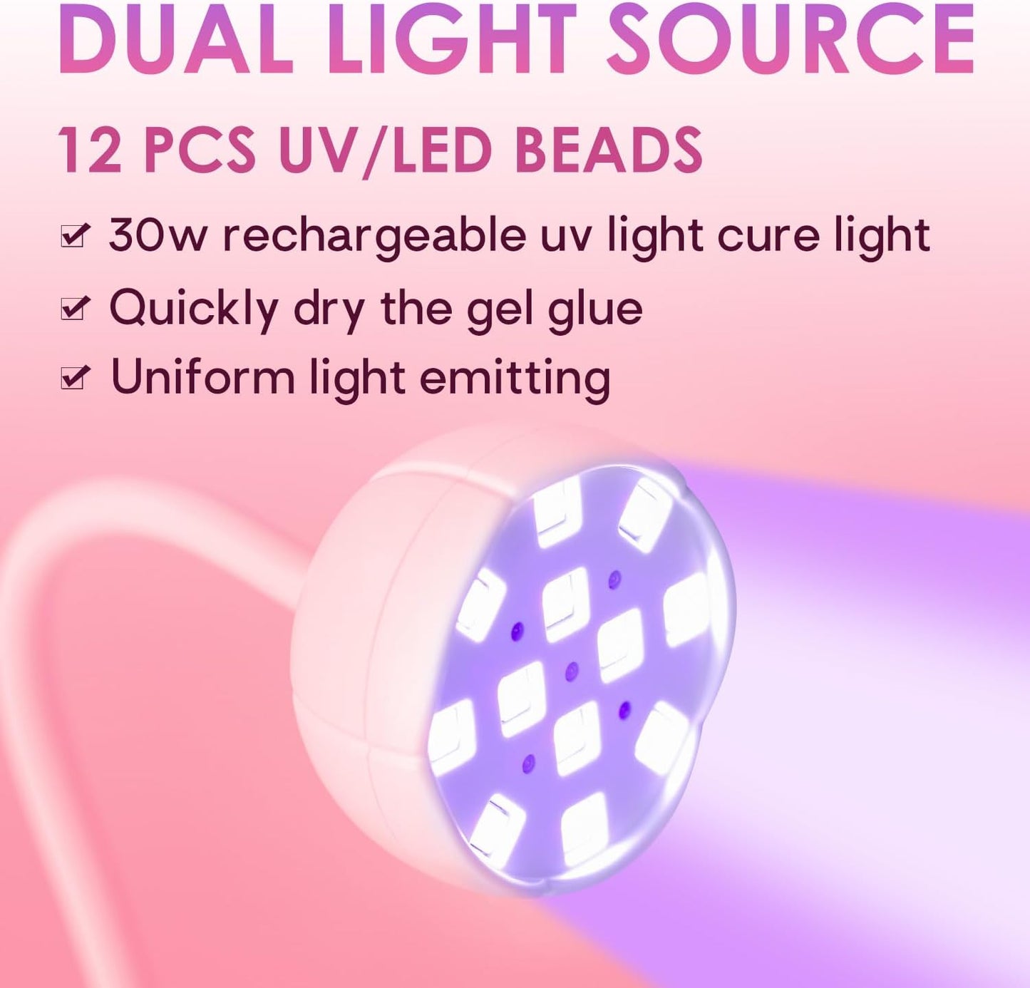 UV Nail Lamp for Gel Nails, 36W UV Nail Light Gooseneck Rechargeable with 4 Time Setting & Smart Auto Sensor for Nail Salon Home Use Lamp,Pink