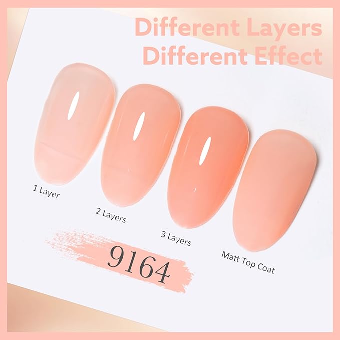 CANNI Jelly Clear Pink Gel Nail Polish, 1Pcs Jelly Nude Pink Gel Polish Sheer Clear Light Pink Gel Polish Translucent Color Nail Polish Gel Soak Off U V Gel Nail French Nail Manicure Salon DIY