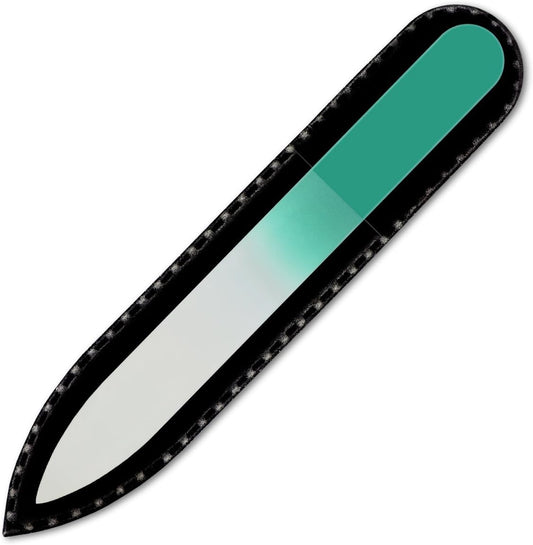 Color Crystal Nail File in Black Pouch - Small/Purse Size - Czech Tempered Glass - Handmade in Czech Republic