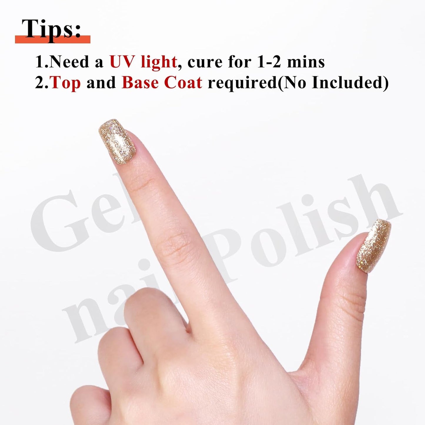 Imtiti 10ml Gold Glitter Gel Nail Polish Long Lasting Soak Off UV Led Christmas Gold Gel Polish Salon DIY at Home Gift for Women 1Pcs