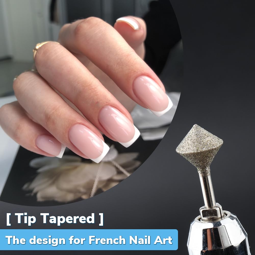 QUNZHAO 2Pcs Diamond Nail Drill Bits French Manicure Emery tool,Drill Machine Accessories Remove Nail Art Design Manicure（01 set)