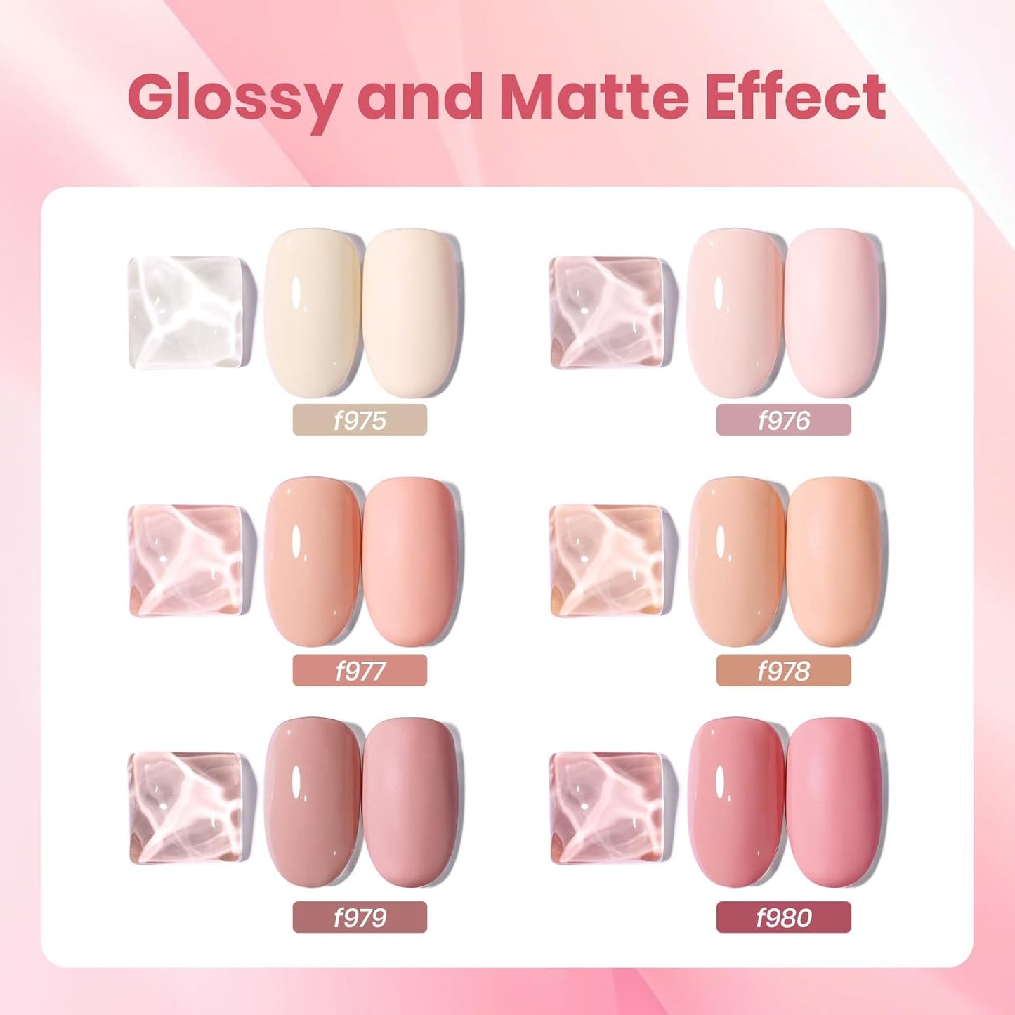 Beetle Nude Gel Nail Polish Set - 6 Colors Light Pink Nude gel polish colors Soak Off Gel Polish Kit Nail Art Manicure Salon Uv Led DIY at Home Vanilla Cloud Collection Gift for Women&Girls