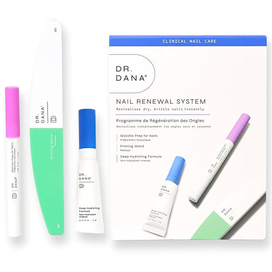Dr. Dana Nail Repair Kit for Damaged Nails – Strengthening & Exfoliating Treatment with Glycolic Acid, Nail Primer, Hydrator & Priming Wand for Shiny, Healthy Nails, Halal Certified Nail Care Kit