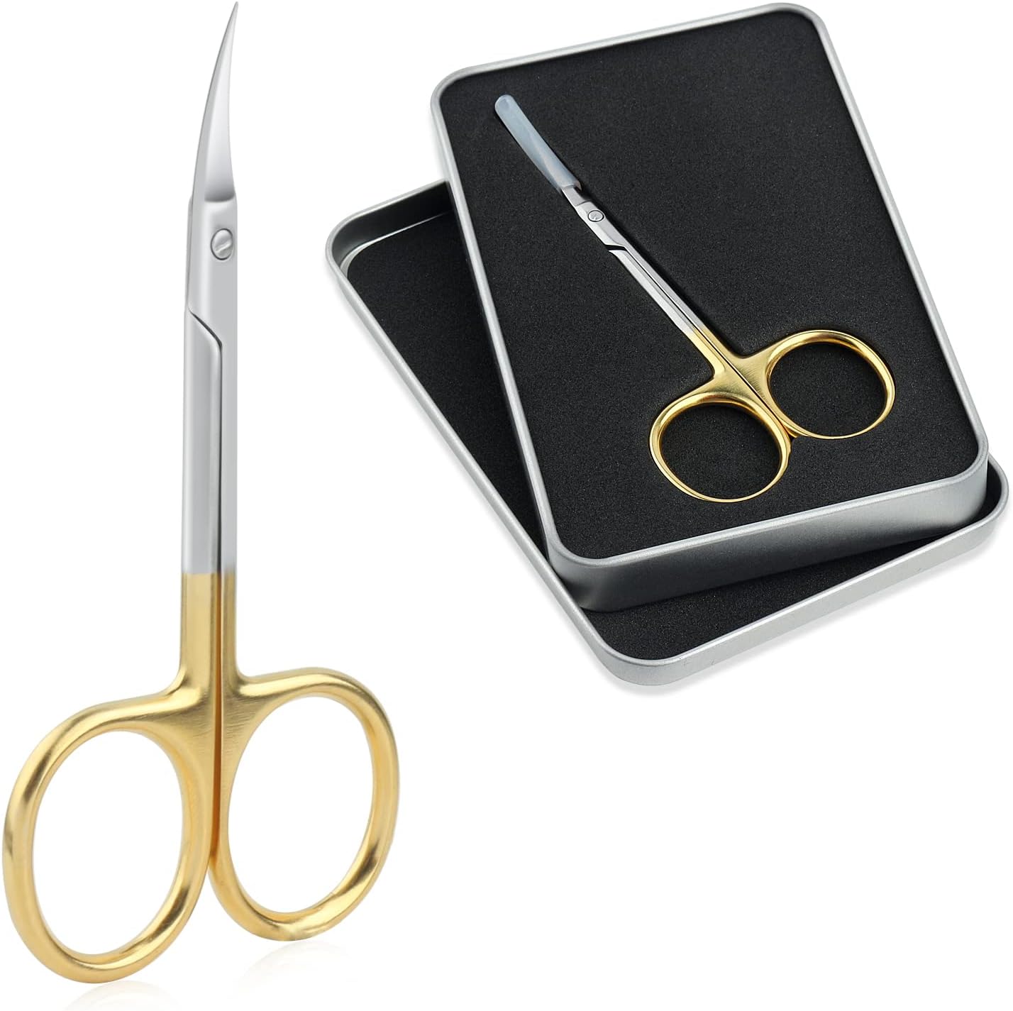 Qunzhao Cuticle Scissors for Women and Men Curved Stainless Steel with Tip Grooming Blades Manicure Nail for Dry Skin Nail Scissors (4)