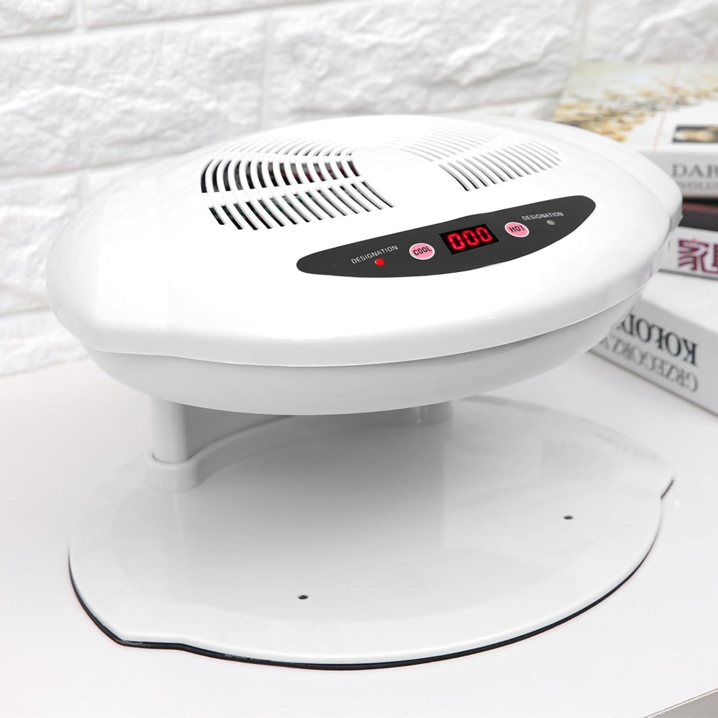 Air Nail Dryer, 2 in 1 400W Cool Warm Nail Air Blow Fan Nail Drying Machine Automatic Sensor Nail Polish Dryer Nail Art Manicure Tool for Salons or Home Use White