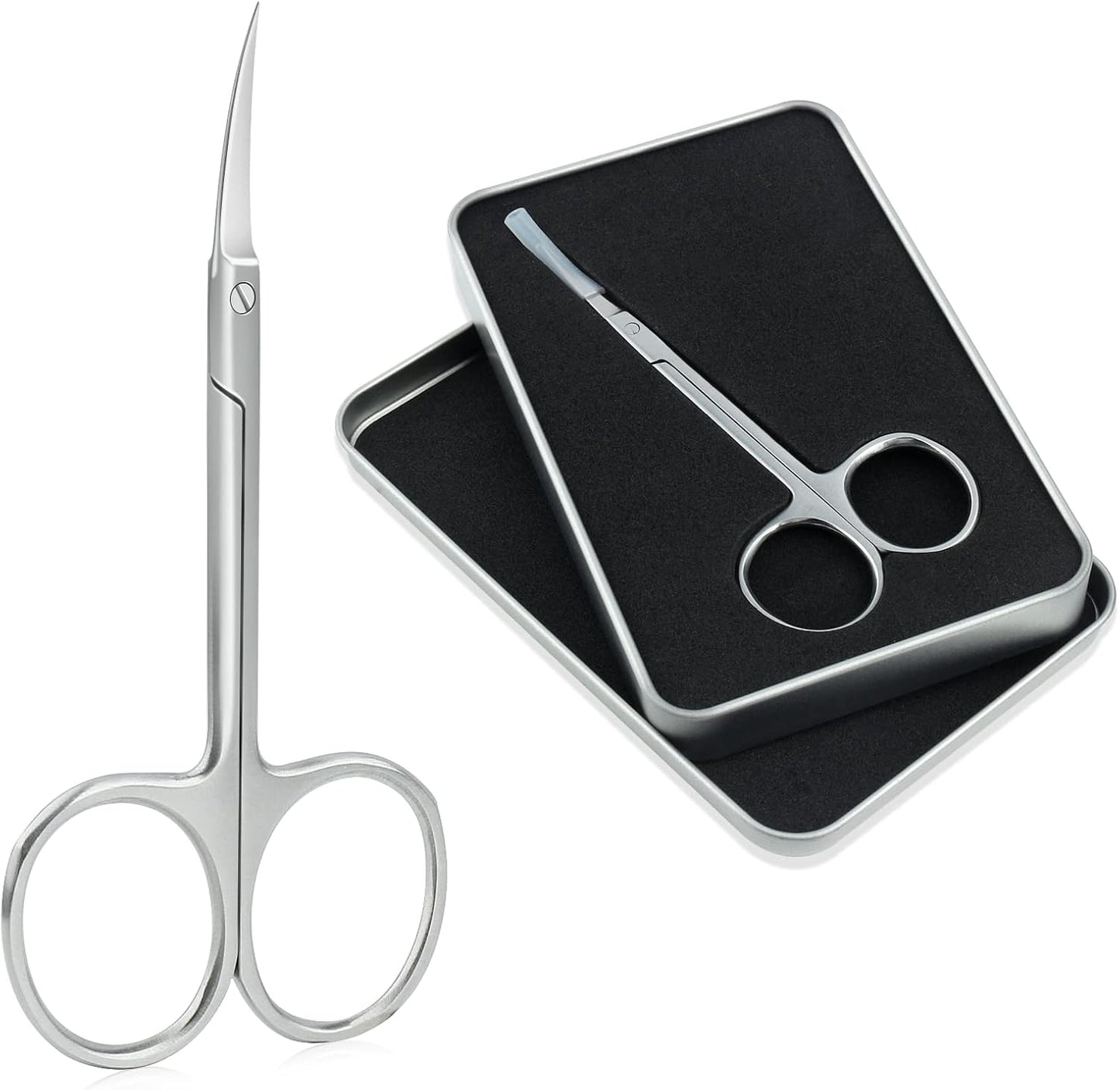 Qunzhao Cuticle Scissors for Women and Men Curved Stainless Steel with Tip Grooming Blades Manicure Nail for Dry Skin Nail Scissors (2)