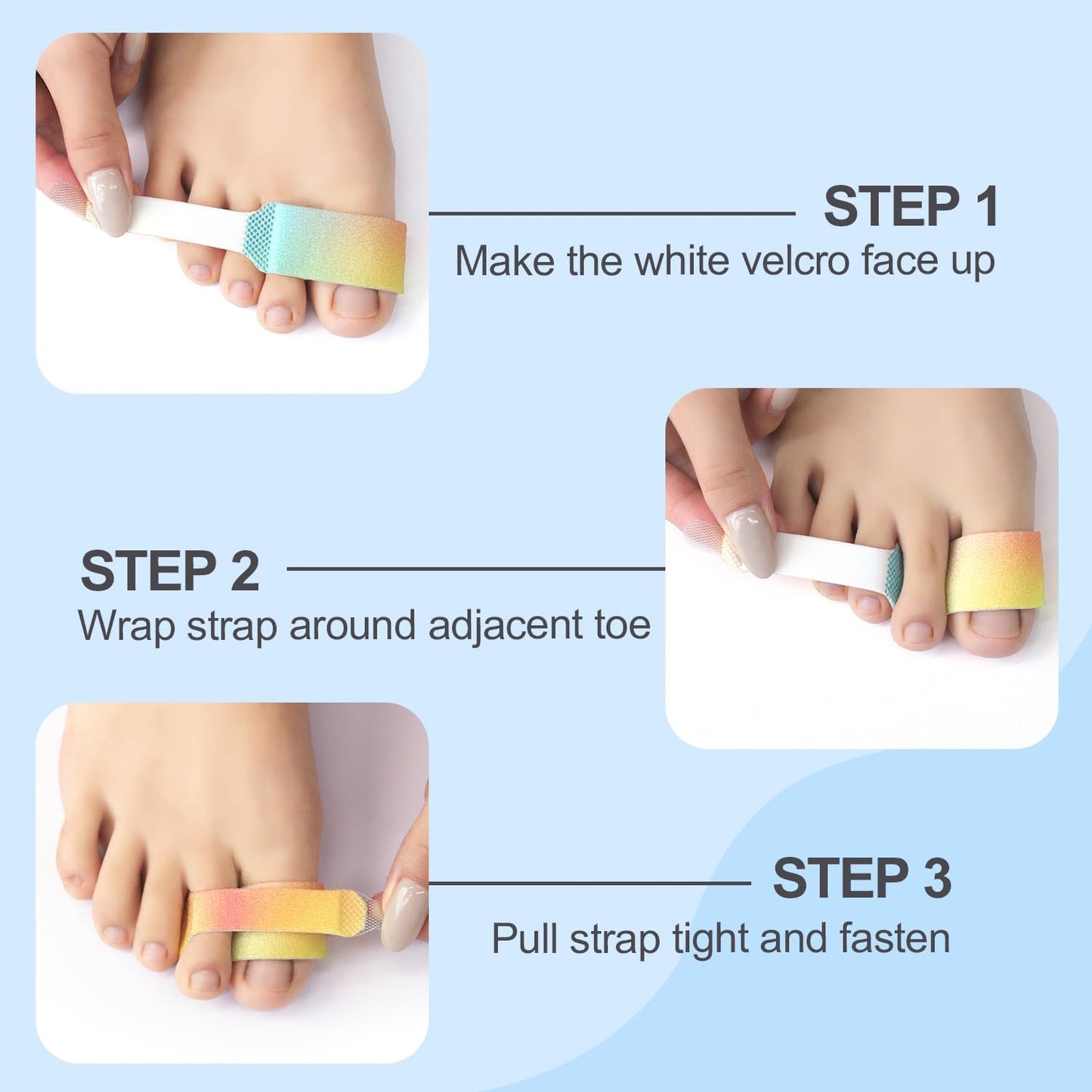 Niupiour Hammer Toe Corrector/Straightener for Women & Men - 8 Pack Fabric Buddy Broken Toe Wraps, Toe Splint for Bunions, Overlapping Toe, Crooked Toe, Bent Toe, Newly Upgrade Materials