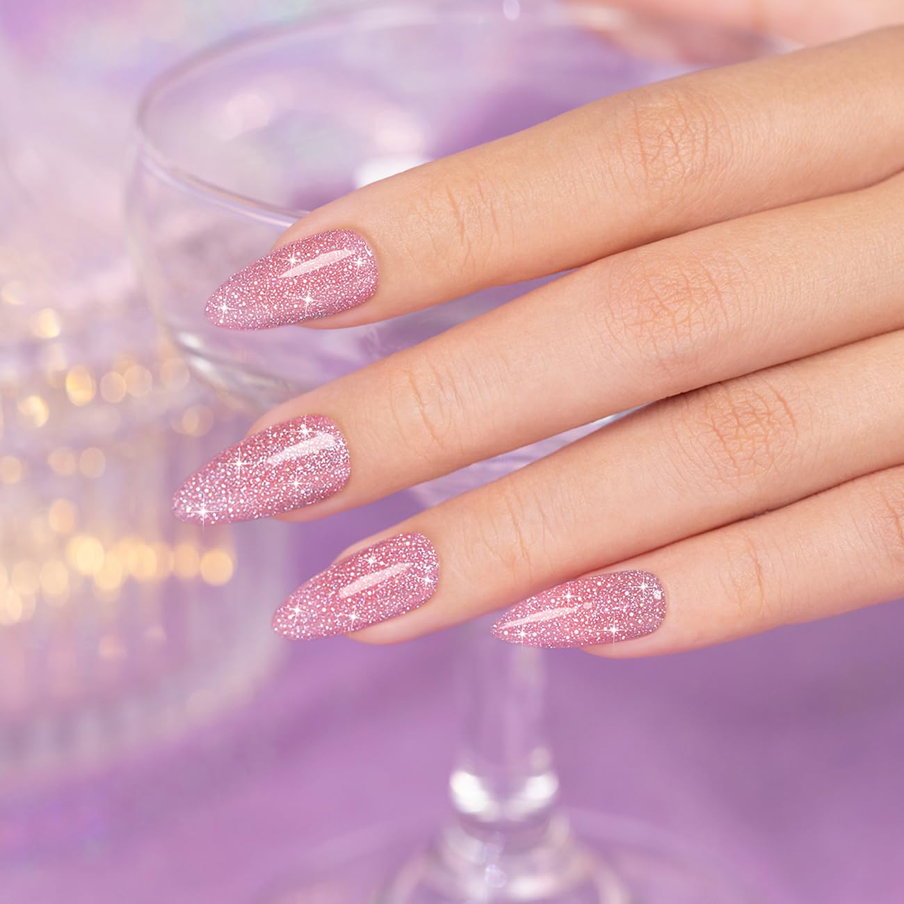 RARJSM Reflective Glitter Gel Nail Polish Nude Jelly Purple Pink Sheer Gel Polish Flash Diamond Sparkle Rainbow Silver Shimmer Soak off Curing Requires 15ml Single Bottle for Home Salon Manicure