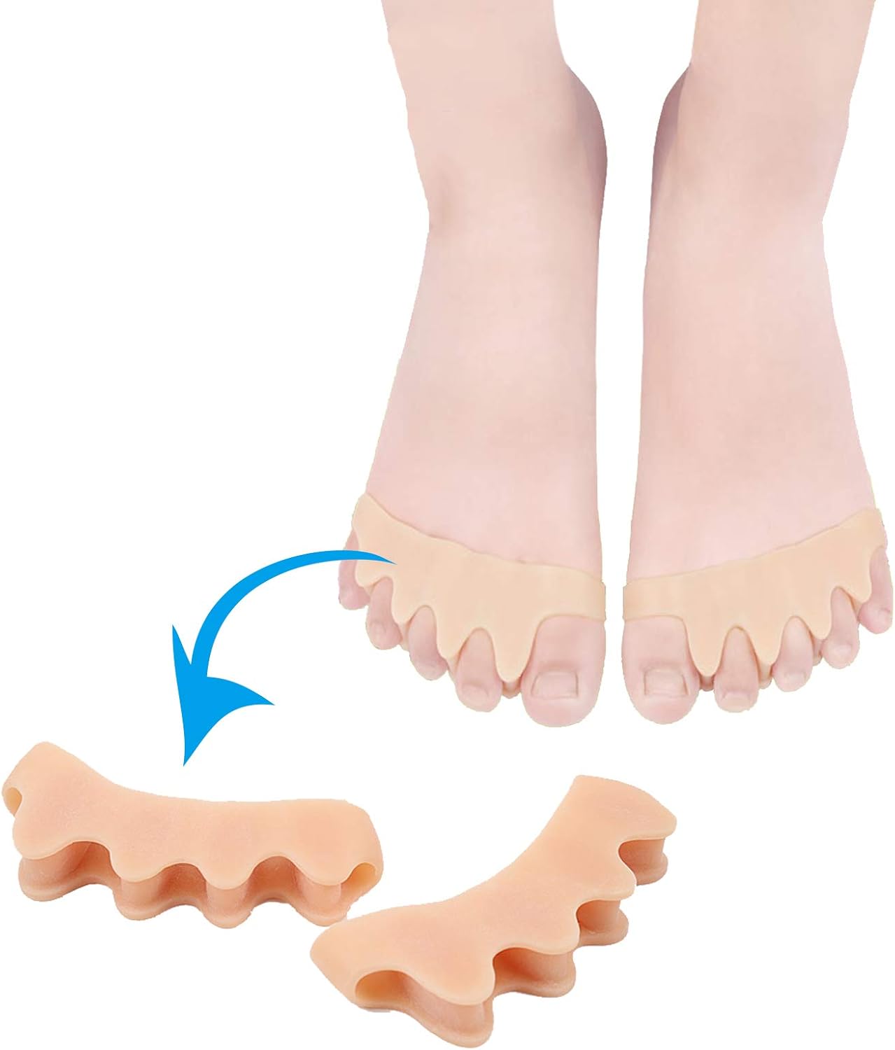 Toe Separators & Spacers,Use for Health & Beauty Pedicures,Plantar Fasciitis, Hammer Toes, Claw Toes & Other Foot Conditions,Pedicures for Men and Women(2 Pcs) - Beige