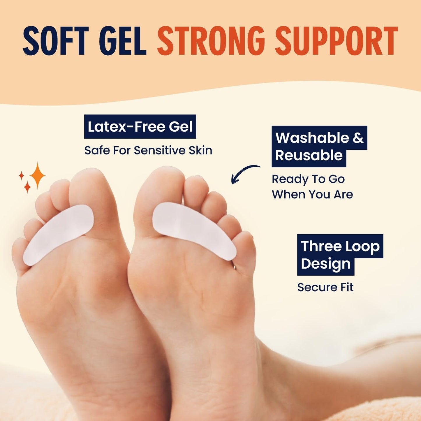 Dr. Frederick's Original Hammer Toe Corrector Gels - 2 Pairs - All-Day Relief for Crooked & Overlapping Toes - Soft Cushioning - Symptomatic Support for Toe Alignment - White - 3 Loop Design