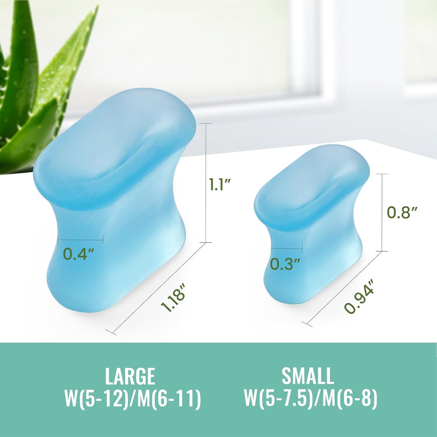 Welnove Upgraded Gel Toe Separators – 8-Pack Aloe Vera Extract Infused Silicone Pinky Toe Spacers for Straightening Overlapping Toes, Calluses – Bunion Corrector for Men and Women (Small, Blue)