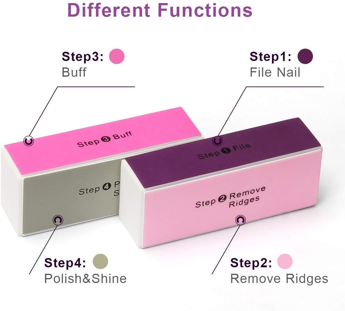 10PCS Nail Buffer Block, AHIER 4 Way Colorful Buffing Block Shine Polisher Nail Buffing File Manicure File Sanding Files