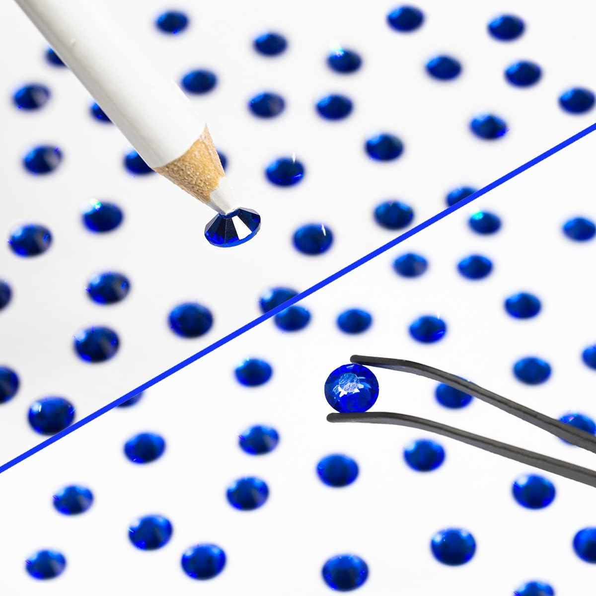4010pcs Blue Rhinestones Sapphire Blue Nail Rhinestones Flatback Stones K9 Glass Royal Blue Nail Gems Crystals Nail Charms Nail Art Kit 6 Sizes(1.6-6.1mm) to SS30 for Nails Face Eyes Makeup Crafts