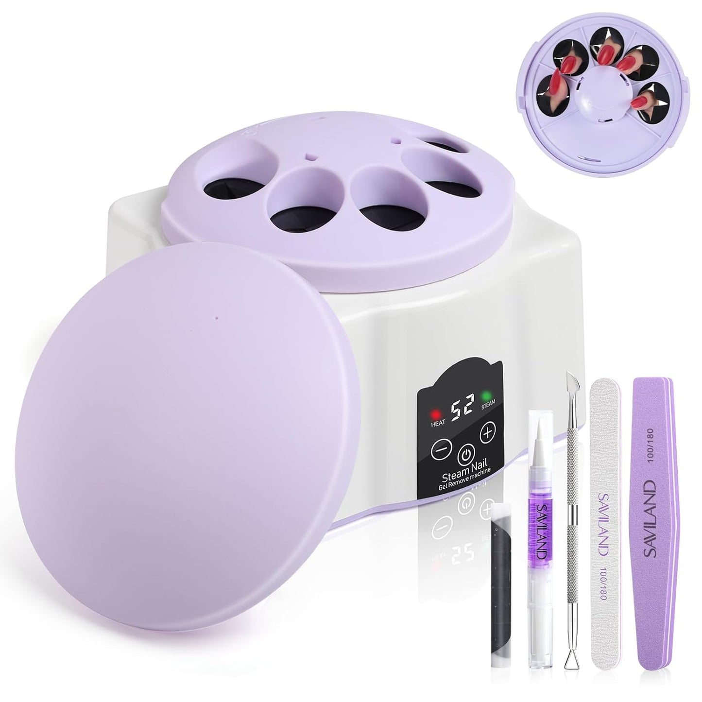 SAVILAND Advanced Nail Polish Remover Machine: Nail Soaking Bowl Gel Nail Remover Machine Steam Off Nail Remover Machine with Acrylic Nail Tools Soak off Bowl for Home Use DIY