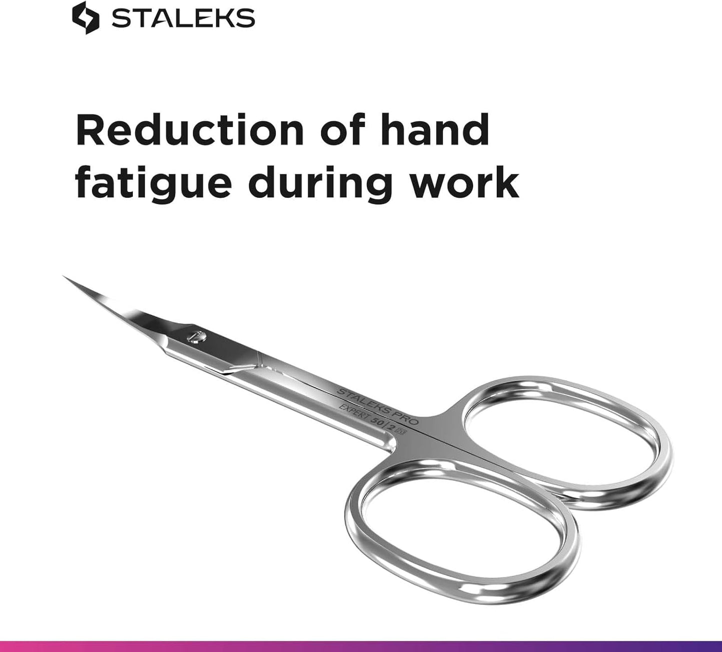 Staleks Pro Expert 50 Cuticle Scissors - Stainless Steel, Extra Fine Curved Blade for Precise Cuticle Trimming: Professional Manicure Scissors for cuticle SE-50/2